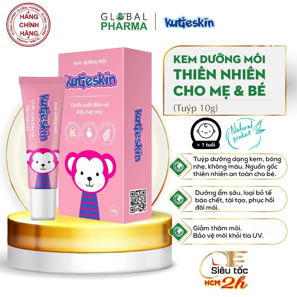 Kem dưỡng môi Kutieskin mềm môi bé xinh môi mẹ, dưỡng ẩm, phòng ngừa khô môi nứt nẻ, an toàn cho mẹ và bé (Tuýp 10gr)