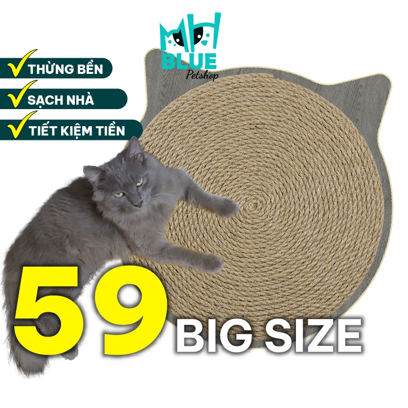 Bàn cào móng KHỔNG LỒ 59cm thừng mèo cào thừng bền sạch nhà BLUE - BCM Dưa hấu 59*59cm