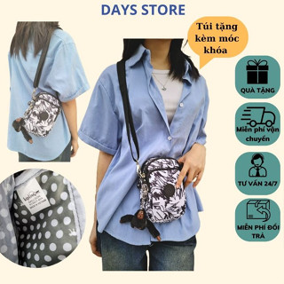 Túi Đựng Điện Thoại 3 Ngăn Đeo Chéo Chất Liệu Vải Dù Kháng Nước KT 10x18x6cm, Tặng Kèm Móc Khóa Dễ Thương ( ảnh thật )