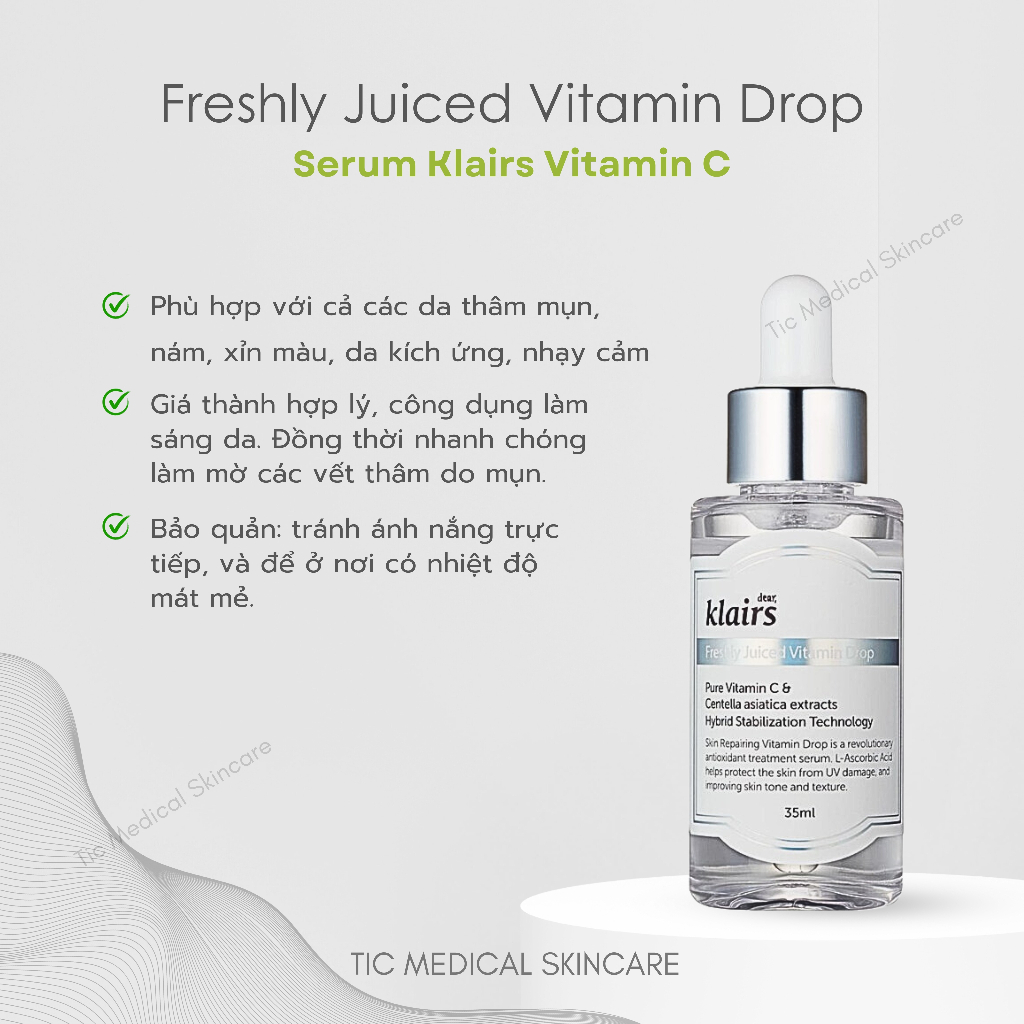 Serum Klairs Vitamin C Cho Da Nhạy Cảm 35ml Freshly Juiced Vitamin Drop - Tic Medical Skincare