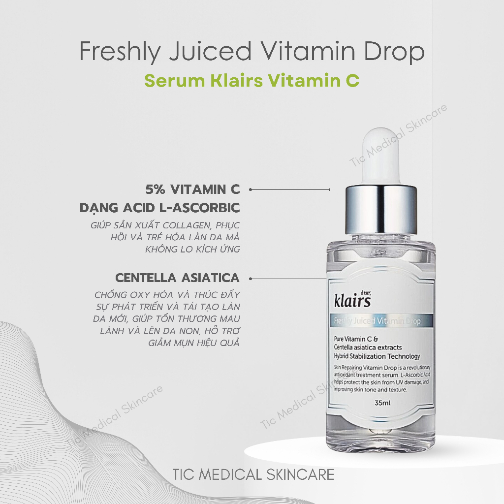 Serum Klairs Vitamin C Cho Da Nhạy Cảm 35ml Freshly Juiced Vitamin Drop - Tic Medical Skincare