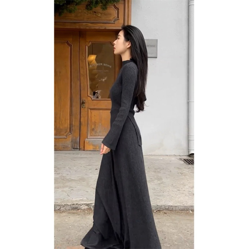 6089 Set len áo xẻ hông và chân váy dáng dài