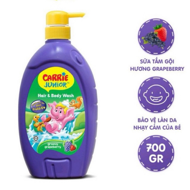 Sữa Tắm Gội toàn thân cho bé Carrie Junior 700g chính hãng