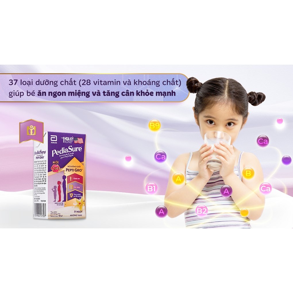 [Date T9/24] Thùng 48 Hộp Sữa nước Pediasure Vani 110ml ít ngọt ( Bao bì sản phẩm thay đổi theo đợt )