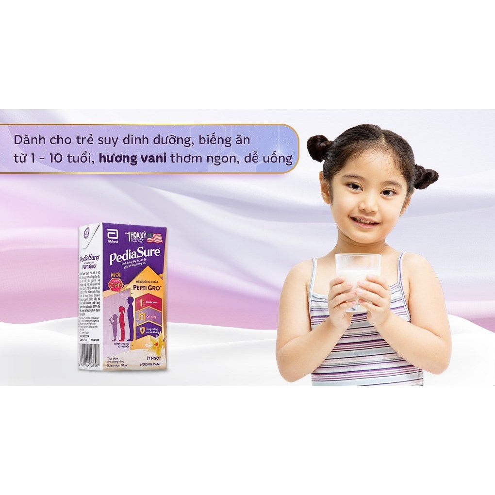 [Date T9/24] Thùng 48 Hộp Sữa nước Pediasure Vani 110ml ít ngọt ( Bao bì sản phẩm thay đổi theo đợt )