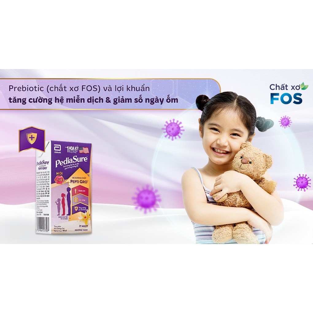 [Date T9/24] Thùng 48 Hộp Sữa nước Pediasure Vani 110ml ít ngọt ( Bao bì sản phẩm thay đổi theo đợt )