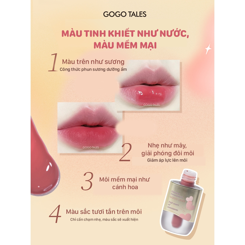 Son kem lì GOGO TALES SUMMER SWEET HEART son kem chính hãng thiết kế sang trọng mướt mịn môi GT579
