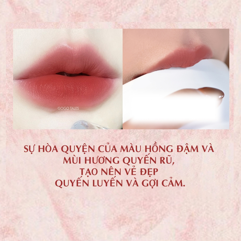 Son kem lì GOGO TALES SUMMER SWEET HEART son kem chính hãng thiết kế sang trọng mướt mịn môi GT579