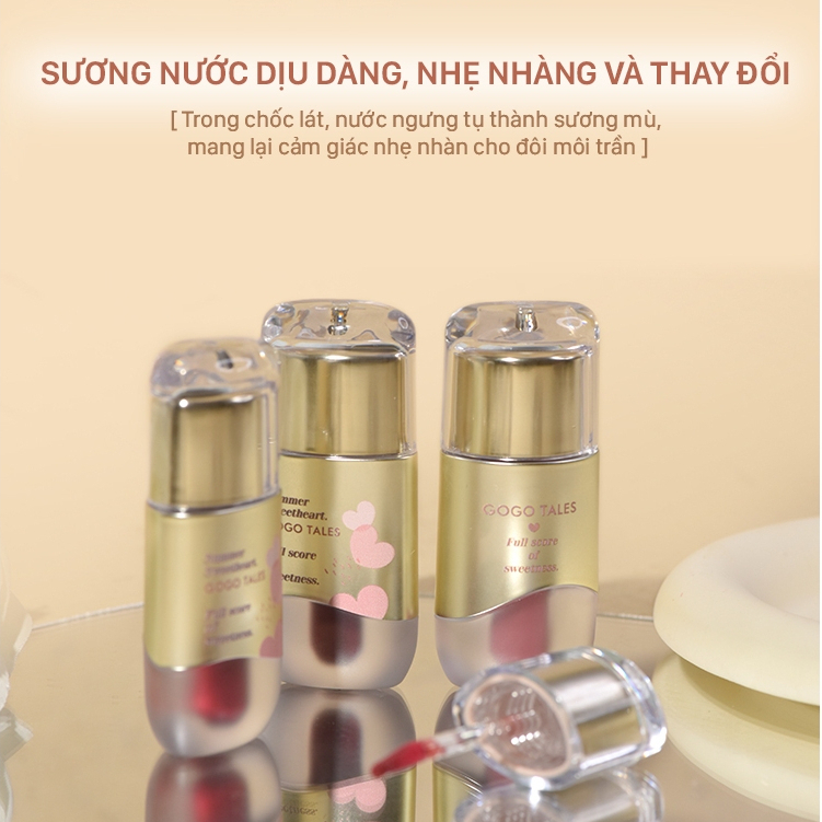 Son kem lì GOGO TALES SUMMER SWEET HEART son kem chính hãng thiết kế sang trọng mướt mịn môi GT579