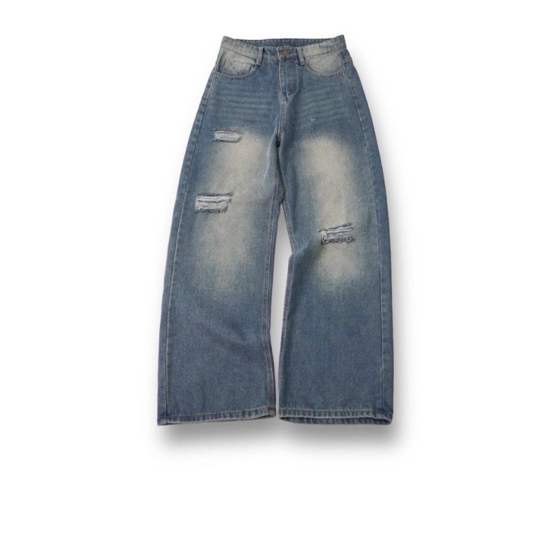 HEAVENN BLUE V2 WASH JEANS - Quần jeans xanh rách 1009