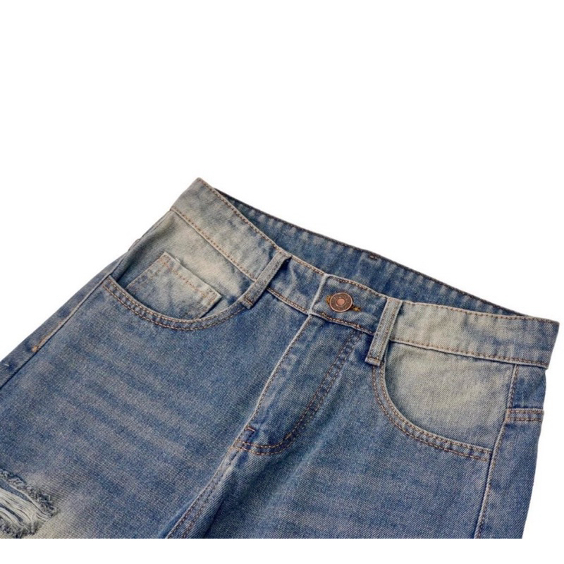 HEAVENN BLUE V2 WASH JEANS - Quần jeans xanh rách 1009