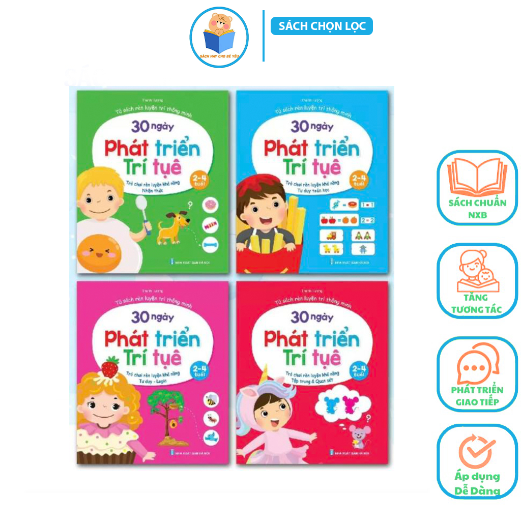 Sách - Bộ 4 Quyển 30 Ngày Phát Triển Trí Tuệ Dành Cho Trẻ 2-4 Tuổi