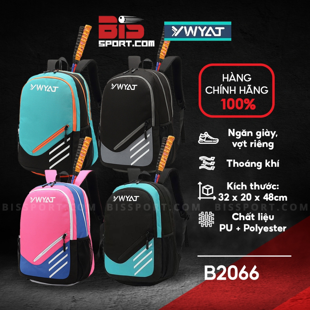 Balo Cầu Lông YWYAT 2066 Đen Xanh Chính Hãng - Ngăn Giày, Vợt Riêng, Thoáng Khí, Chống Thấm, Khử Mùi, Bền Chắc