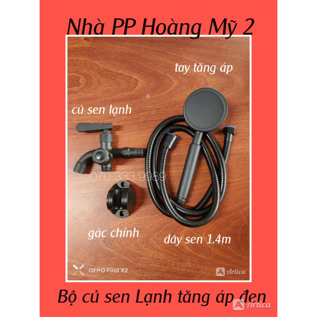 Bộ củ sen tắm Lạnh inox 304 phủ NaNo đen 5 lớp chống trầy