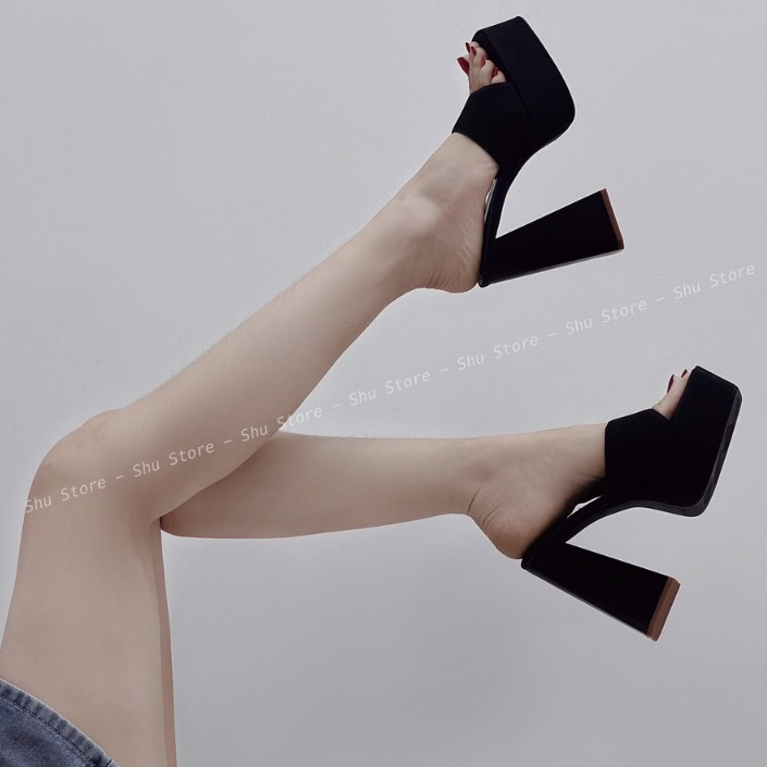 Guốc cao gót nữ Shu Store quai ngang đế đúp cao 13cm đi tiệc đi chơi thời trang cho nàng