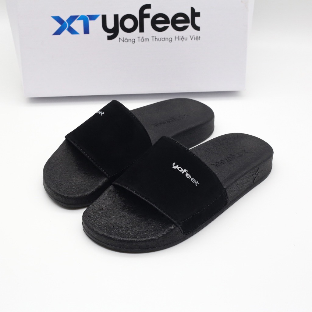 Dép quai ngang nam nữ quai nỉ chữ in sắc nét ,hàng XT YOFEET