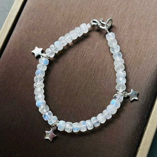  Vòng đeo tay đá mặt trăng Moonstone cắt giác 6mm 