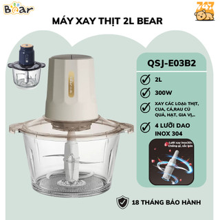 Máy xay thịt đa năng 2l bear qsj- e03b2, 300w, cối thủy tinh tiện lơi, hàng chính hãng, bh 18 tháng