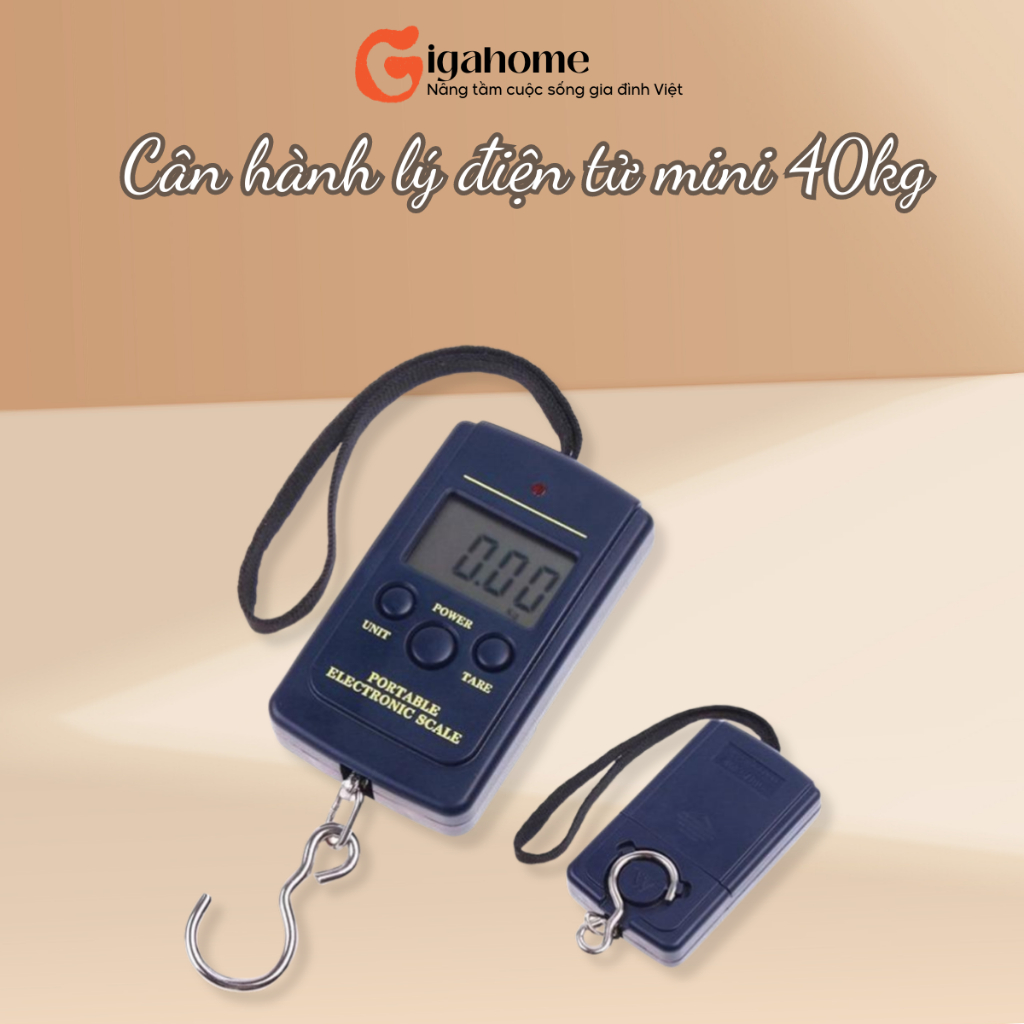 Cân Hành Lý Điện Tử Mini Cầm Tay GIGAHOMEVN Cân Nặng Tối Đa 40kg, Màn Hình LCD 9243