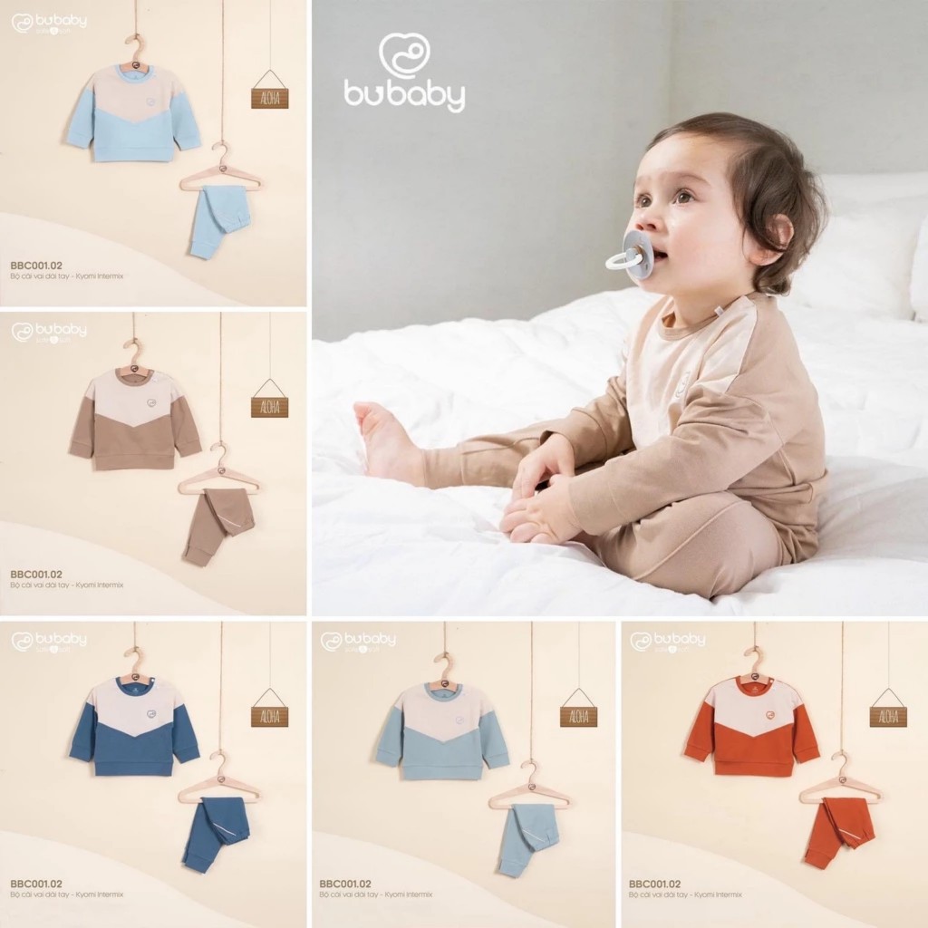 [Bu Đây] Bộ cài vai dài tay  Bu Baby Kyomi Intermix bé trai bé gái không vỏ hộp