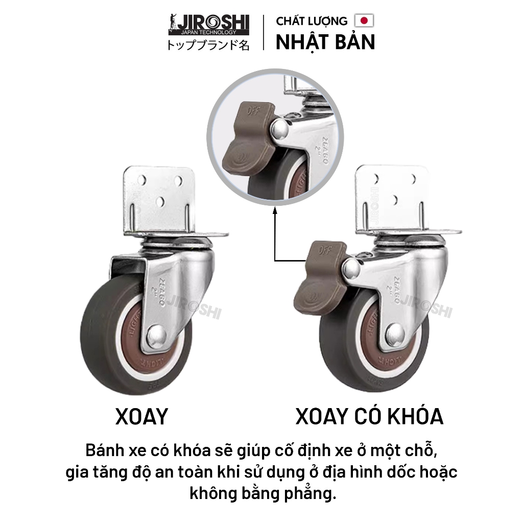 Bánh xe cao su đế chữ L chống ồn, bánh xe nội thất gỗ 40mm có vòng bi