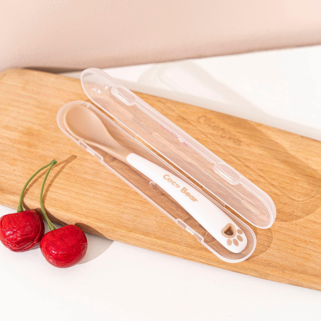 Thìa  Báo Nóng CoCo Bear Kèm Hộp cho Bé Ăn Dặm - Thìa Báo Nhiệt Ăn Dặm CoCoBear