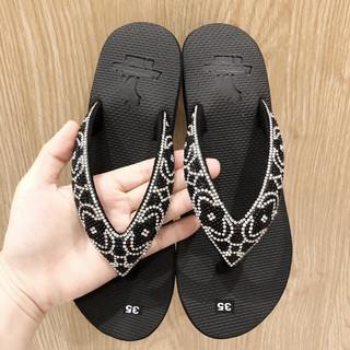 Dép quai kẹp đính hạt xoàn thời trang [xoàn lớn - vừa - nhỏ] [cao 3-5-7-9cm]