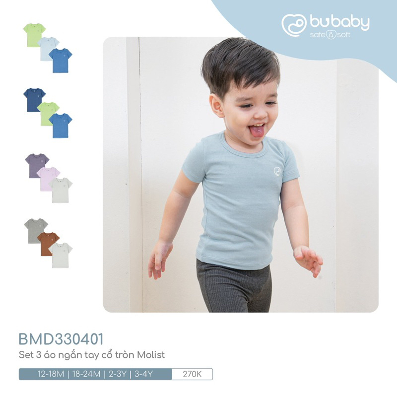 Áo cộc tay Bu molist cho bé trai bé gái
