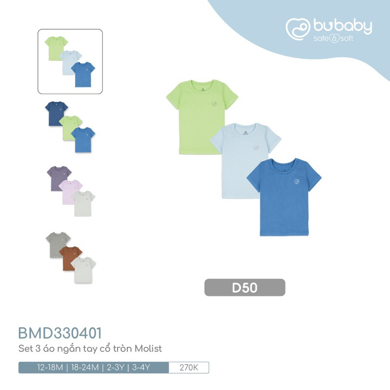 Áo cộc tay Bu molist cho bé trai bé gái