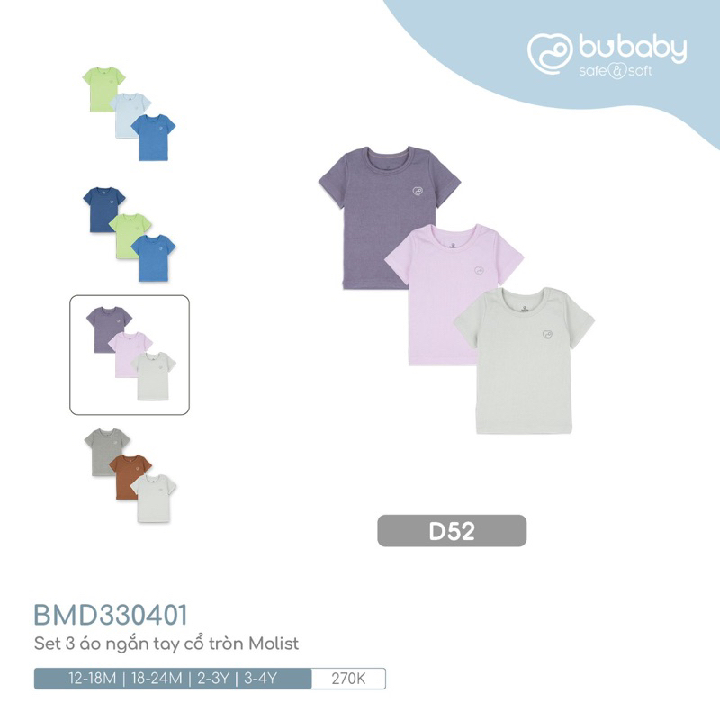 Áo cộc tay Bu molist cho bé trai bé gái