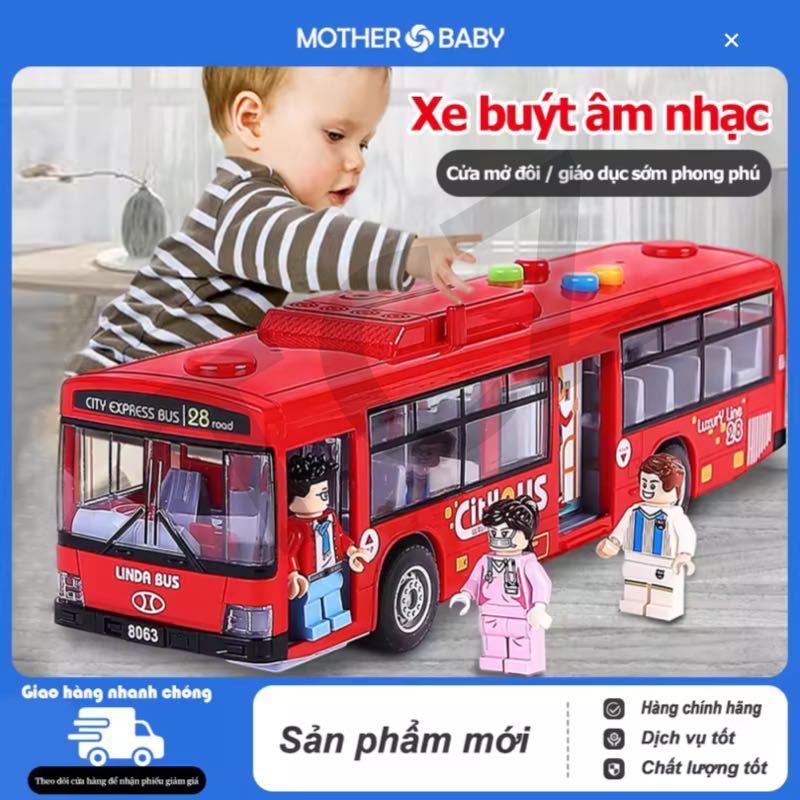 Xe buýt đồ chơi, Xe đồ chơi cho bé , xe đồ chơi cho bé trai, xe buýt công cộng, có đèn và âm thanh. Có loại to và nhỏ.