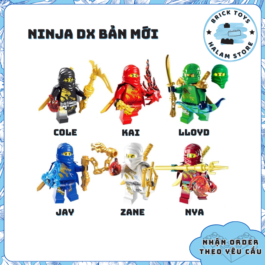 Mô hình lắp ráp Combo 5 minifigures Ninjago DX Dragon Suit - Đồ chơi lắp ghép xếp hình nhân vật Ninja