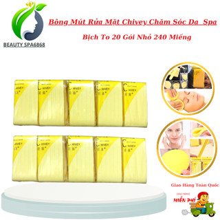 Cây mút nở 20 gói 240 miếng | mút rửa mặt bọt biển dạng nén chivey | dùng rửa mặt chăm sóc da.