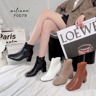 BOOTS DA MỀM GÓT 5P VUÔNG KÉO TRONG F0079