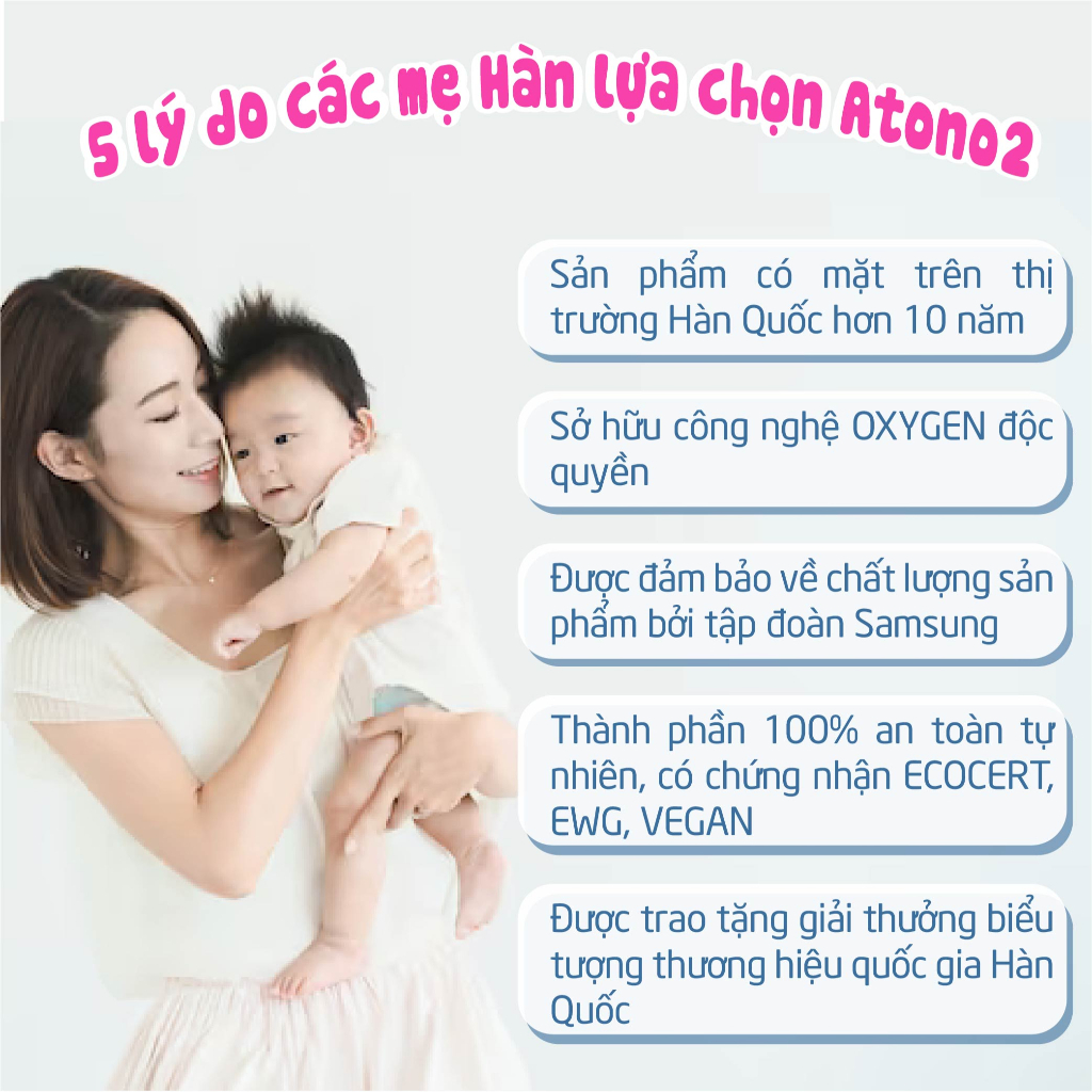 Nước rửa bình sữa, chén bát đậm đặc thuần chay ATONO Hàn Quốc, nước rửa rau củ quả cho bé