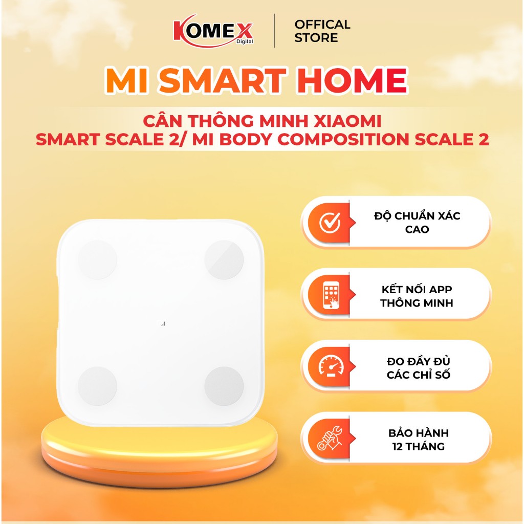 Cân Thông Minh Xiaomi Smart Scale 2,Mi Body Composition Scale 2 Phân Tích 13 Chỉ Số Sơ Thể, Kết nối Blutooth thông minh