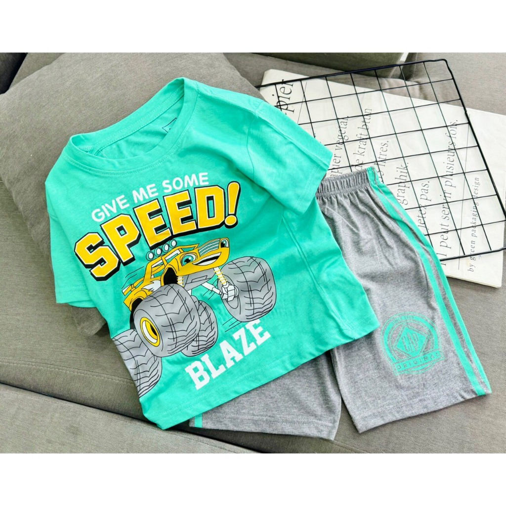 Bộ Đồ Bé Trai 11-40 Kg Set Quần Áo Tay Ngắn Trẻ Em Vải Cotton Chính Phẩm In Hoạt Hình Hot Trend Homie Kids