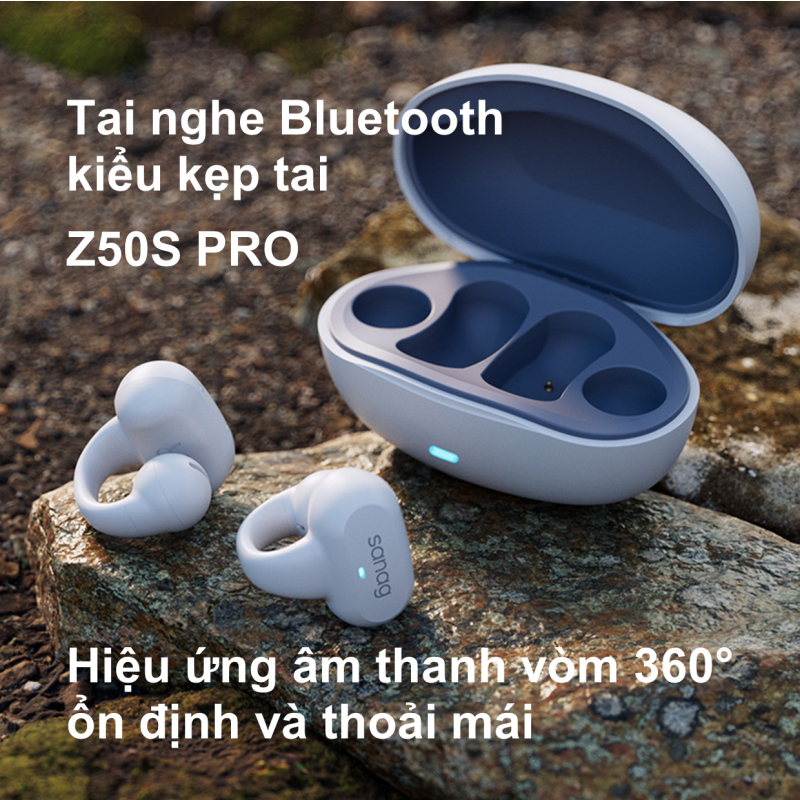 Tai nghe Bluetooth Sanag Z50S Pro, Âm thanh vòm 360°, Giảm tiếng ồn, Kẹp tai, Thoải mái, Nghe nhạc 7H, Chính Hãng - WOW