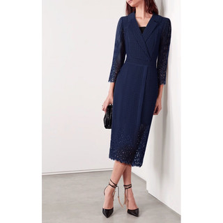 Beucloset - đầm ren cổ vest tay dài lr thanh lịch