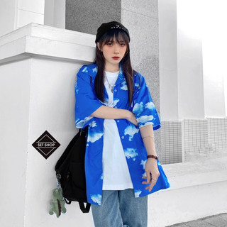 Áo sơmi xanh mây trắng