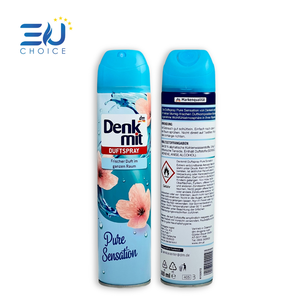 Bình xịt thơm phòng Denkmit 300ml hương hoa khử mùi hàng chuẩn nội địa Đức chính hãng 100% - EU Choice