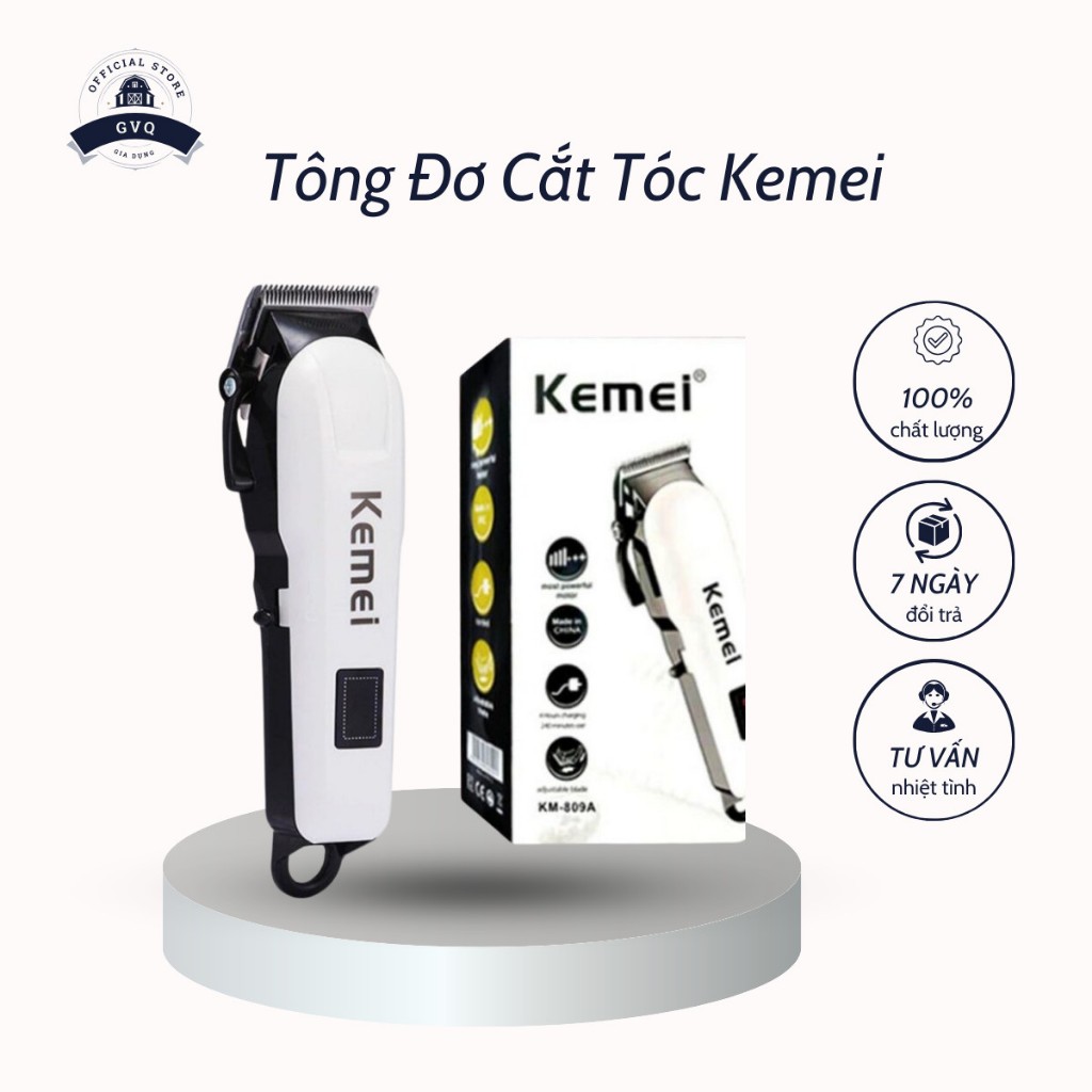 Tông Đơ Cắt Tóc Kemei 809A Không Dây Chuyên Nghiệp Màn Hình Led Hàng Chính Hãng (GVQ Store)