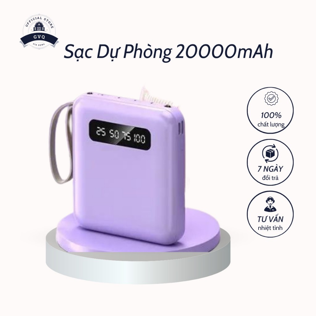 Pin Sạc Dự Phòng 20000mAh Không Dây 4 Đầu Ra Tiện Lợi Mang Theo 