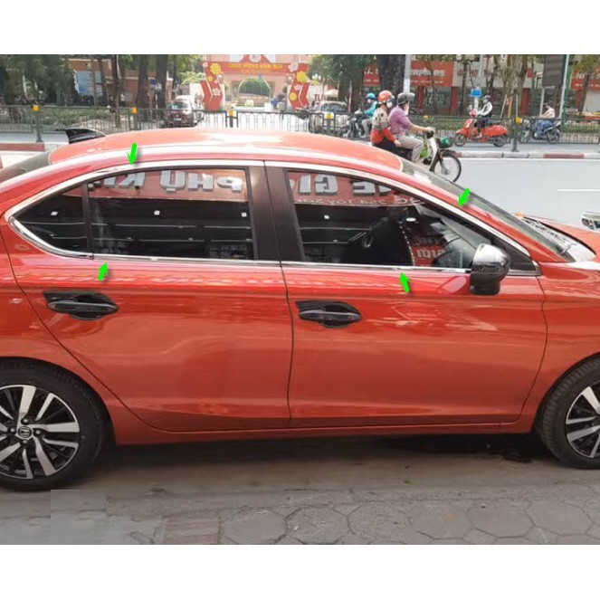 Nẹp viền chân kính, Cong kính xe Honda City 2015- 2022, 2023 inox cao cấp