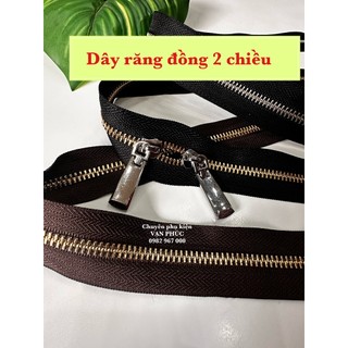Dây kéo ykk 2 chiều, răng kéo kim loại dùng cho đầu kéo phao số 5