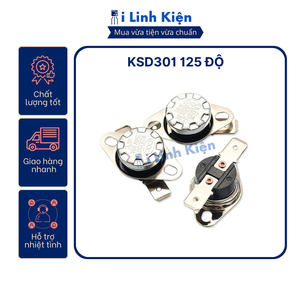 Rơ le nhiệt KSD301 125 độ 10A 250V thường đóng chất lượng tốt