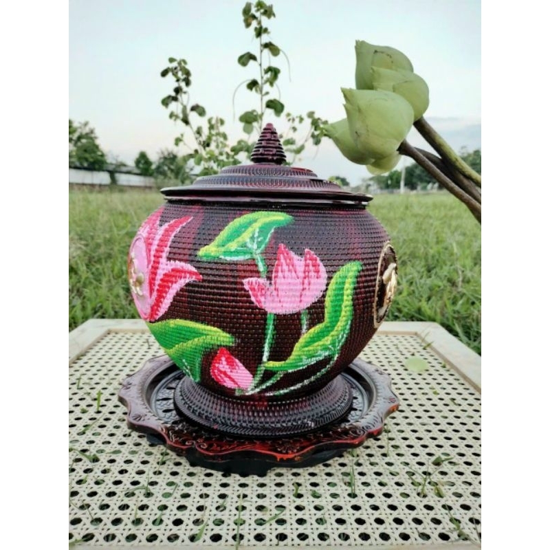 Bộ ủ ấm tích nhựa giả mây tre đan