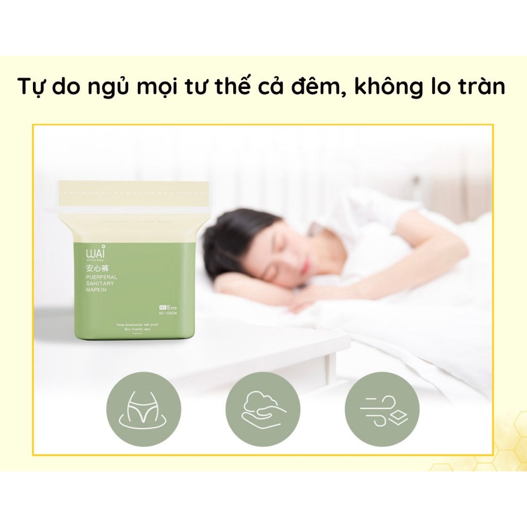 Băng vệ sinh dạng quần WAI túi 5 cái size S/M và L/XL hàng cao cấp Beecorner