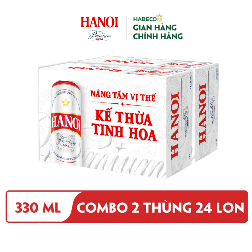 HỎA TỐC HÀ NỘI - COMBO 2 Thùng 24 lon Bia Hanoi Premium - HABECO
