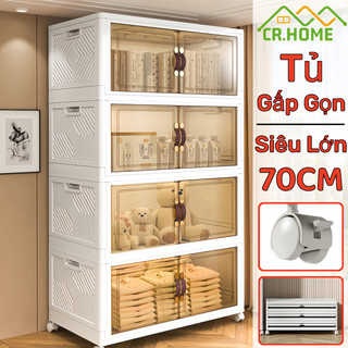 Tủ đựng đồ gấp gọn có bánh xe 360° tủ nhựa lắp ghép 5 tầng thông minh thùng nhựa đựng đồ đa năng đa kích thước